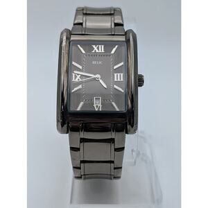 Relic Rectangular‎ Stainless Steel Watch Roman Numerals Date Quartz ZR77109
